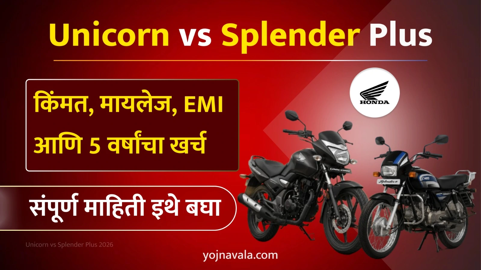 Honda Unicorn vs Hero Splendor Plus 2026